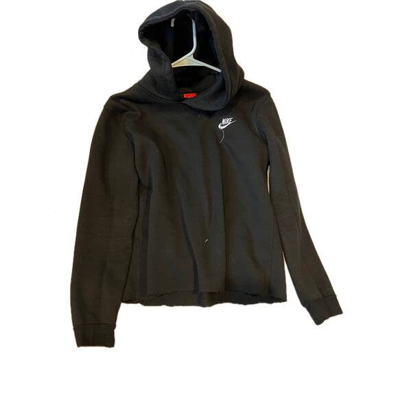 Nike Black Pullover Hoodie Mens L (Hem Cut/Altered) - Picture 1 of 5